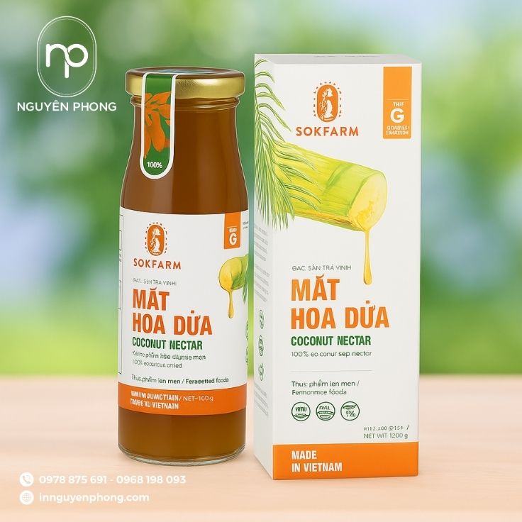 Hộp giấy cán bóng đựng mật hoa dừa